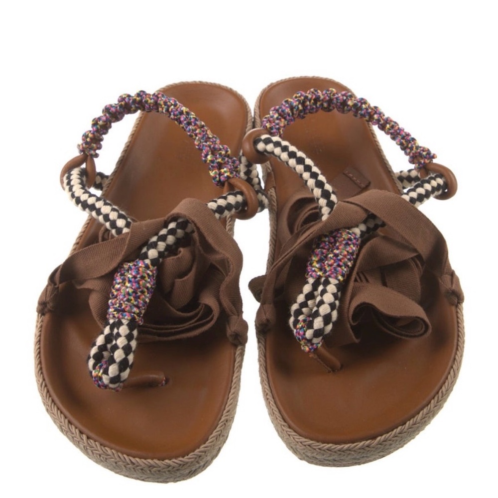 Isabel Marant Brown Leather Braided Multi-Color Strap Sandals